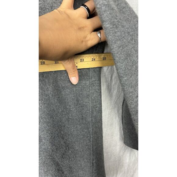 Eileen Fisher Wool Jacket Medium Grey Cowl Button Up Pockets Oversize - Picture 8 of 9